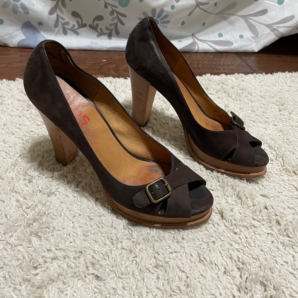 Michael Kors Dark Chocolate Nubuck “Spice” Platform Pumps Made in Brazil